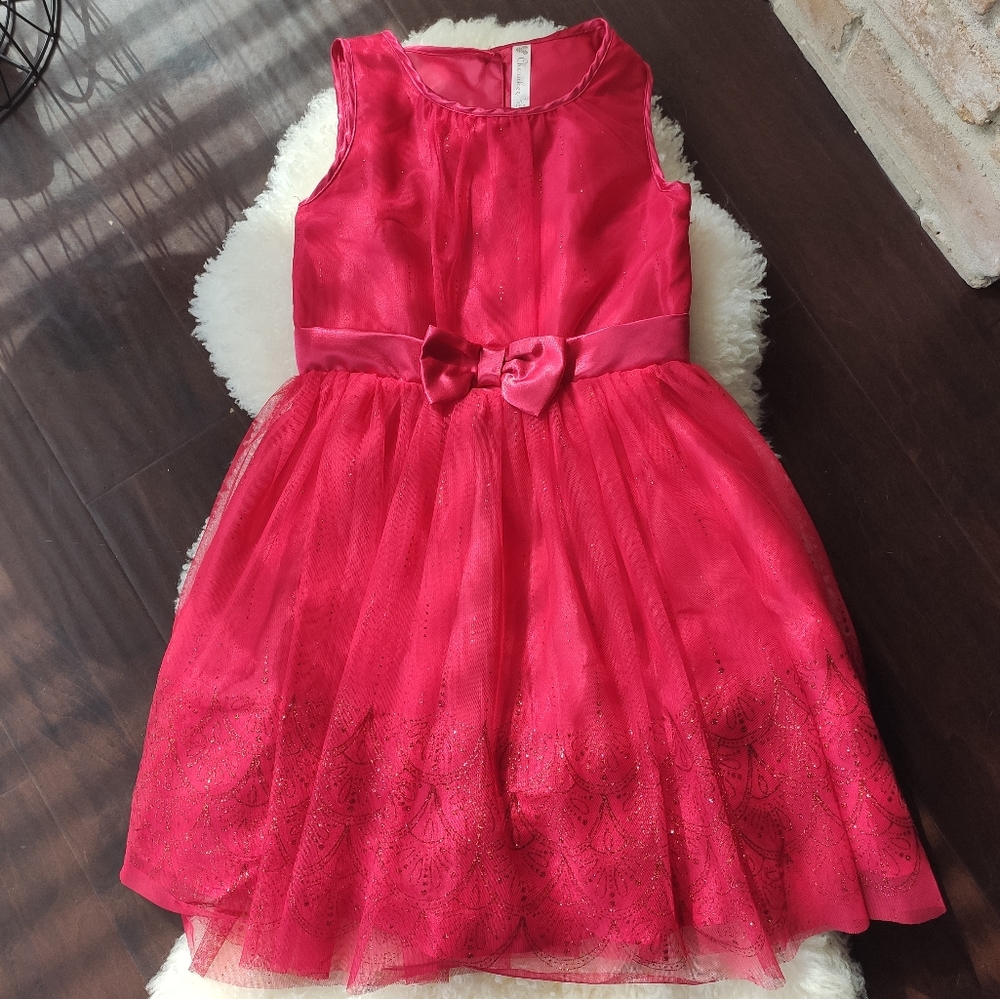 Cherokee | Girls red tulle dress with glitter
